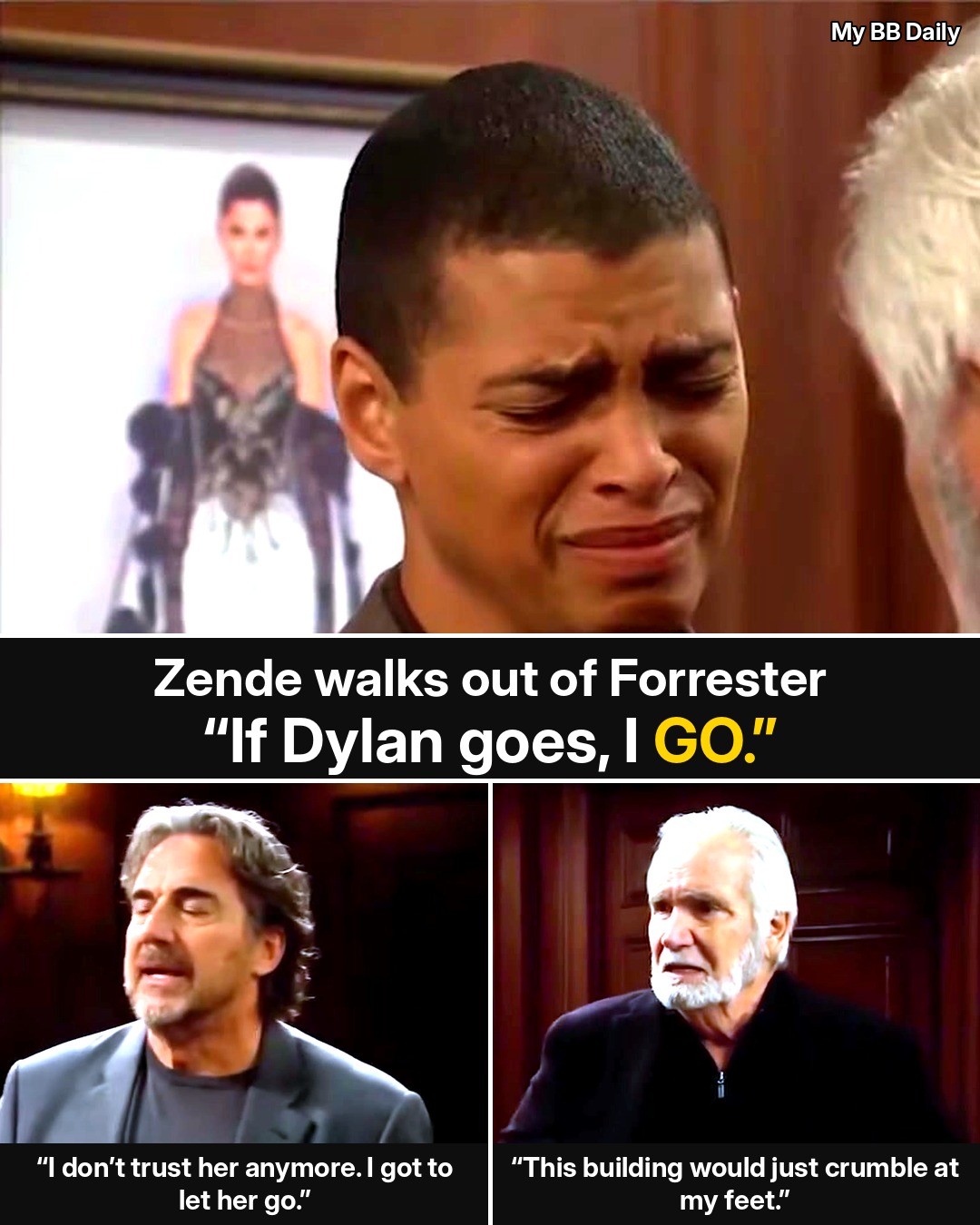 Bold and the Beautiful: Zende Quits Forrester for Real — “If Dylan Goes, I Go,” and the Hope Comparison He Threw at Ridge on His Way Out