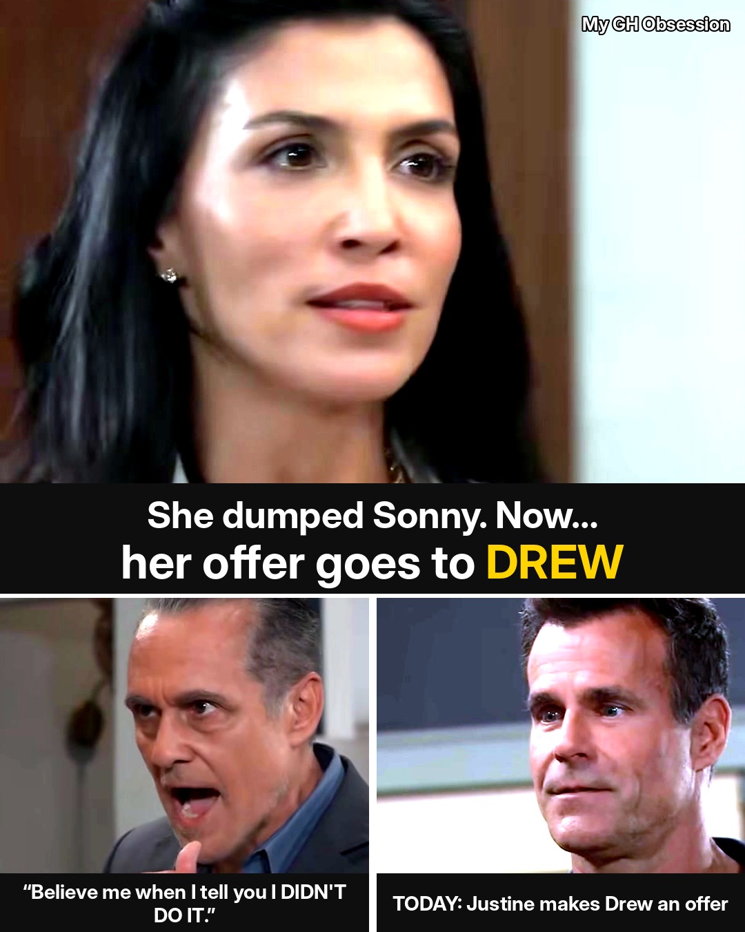 Justine Is Back on General Hospital Today — and Her Offer Goes to Drew, the Man Who Paid to Pin Pentonville on Sonny