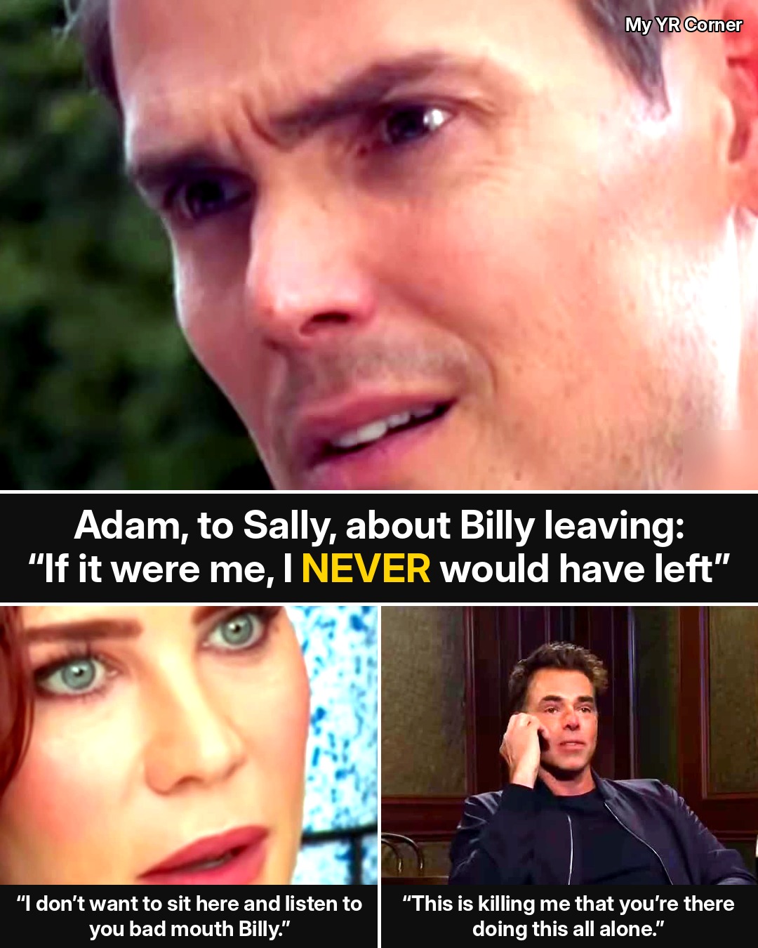 Young and the Restless: Adam Tells Sally Billy Should Never Have Left Her — and Then Lies to Chelsea About Where He Was