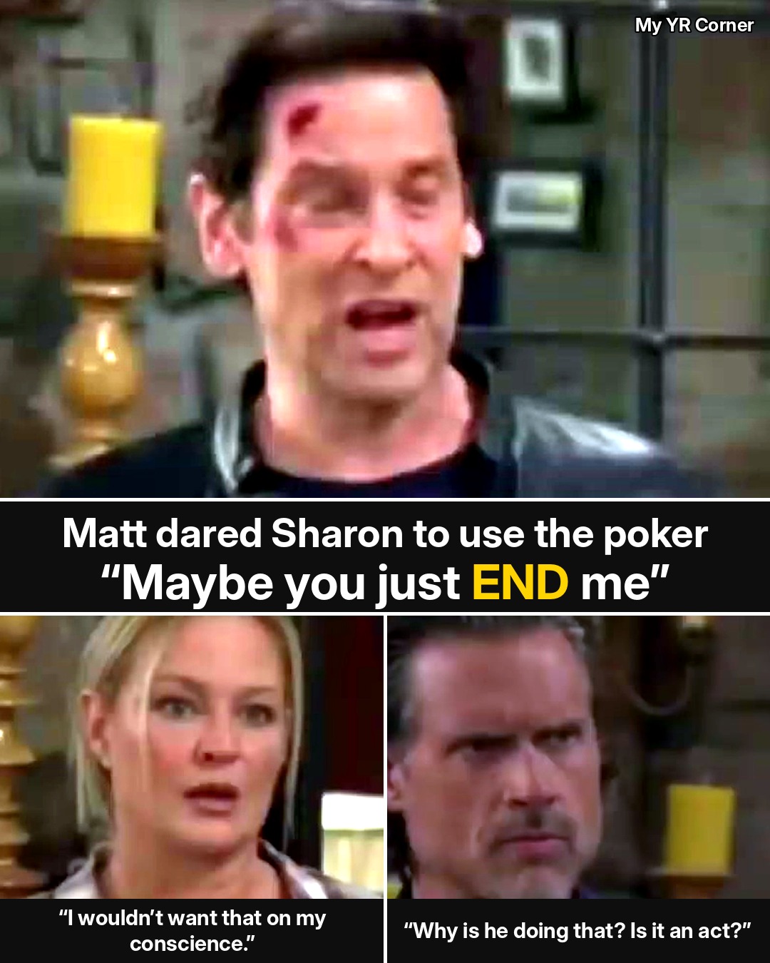 Young and the Restless: Matt Clark Dared Sharon to “End Me” With the Fire Poker — and Confessed How He Got Into Her Cottage and What Really Happened in the Crash