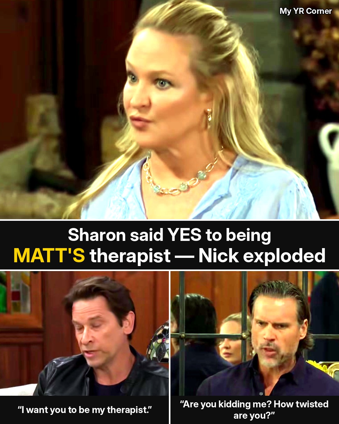 Young and the Restless: Sharon Agrees to Be Matt Clark’s Therapist — Her Exact Conditions, and the Line Nick Threw in Matt’s Face