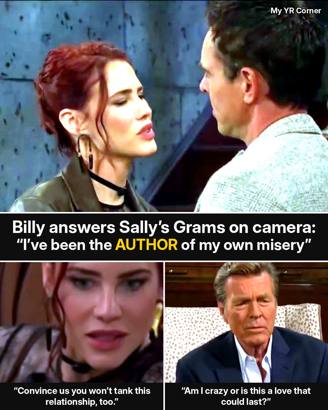 Young and the Restless: “Convince Us You Won’t Tank This Relationship, Too” — Billy’s Full On-Camera Answer to Sally’s Family, Word for Word