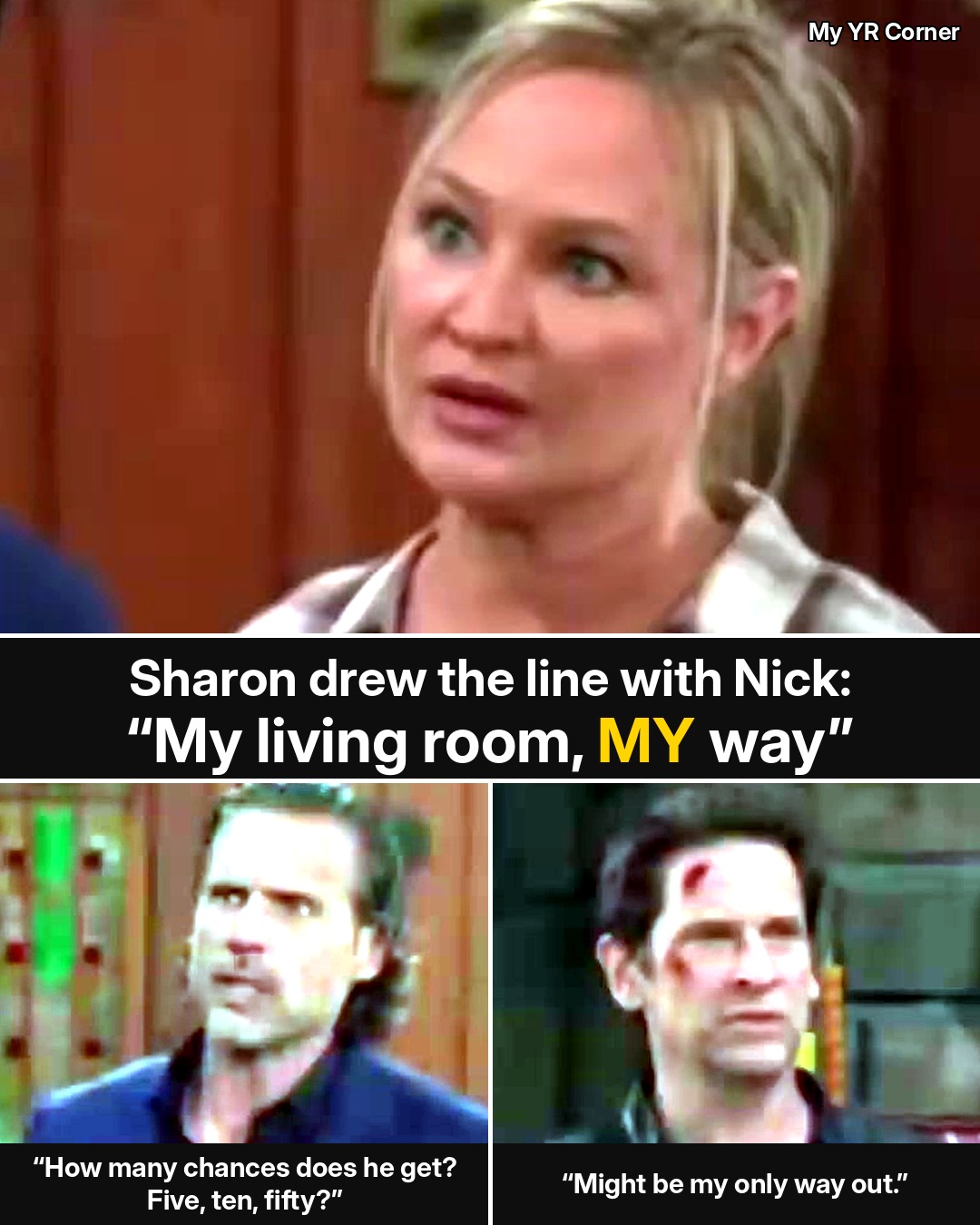 Young and the Restless: “My Living Room, My Way” — Sharon Overrules Nick on Matt Clark, Reveals Her Plan for Him, and Matt Tells Nick to Go Ahead and End It