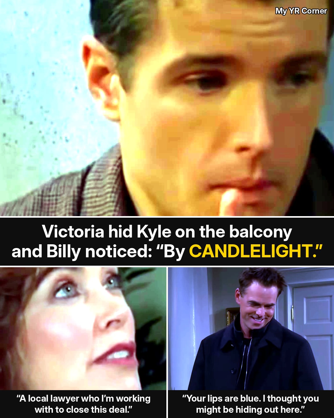Young and the Restless: Victoria’s Cover Story for Billy — and How Long Kyle Stood on That Freezing Balcony